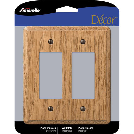 Amerelle Contemporary Brown 2 gang Wood Decorator Wall Plate 901RRL 1 pk