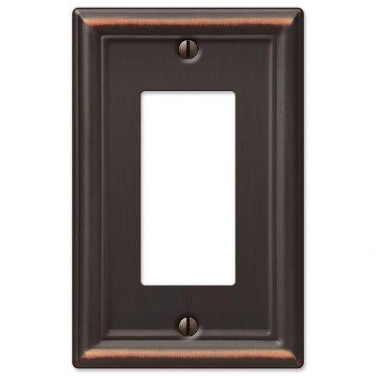 Amerelle Chelsea Aged Bronze 1 gang Stamped Steel Decorator Wall Plate 149RDB 1 pk