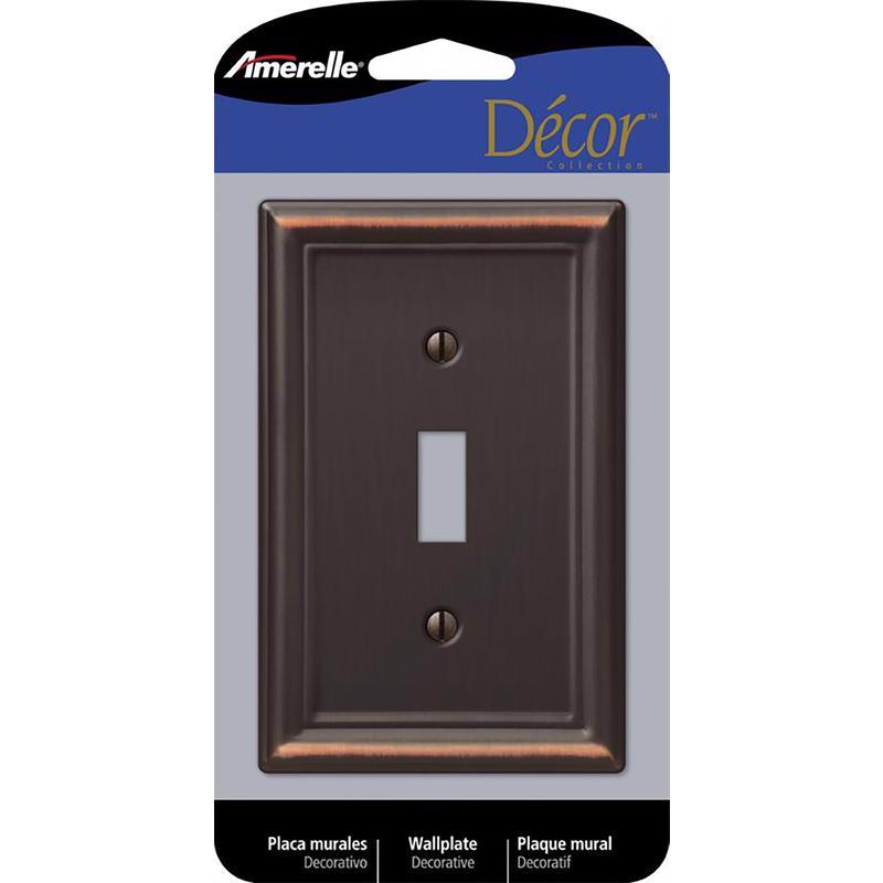Amerelle Chelsea Aged Bronze 1 gang Stamped Steel Toggle Wall Plate 149TDB 1 pk