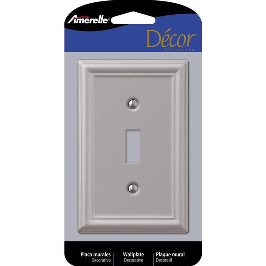 Amerelle Chelsea Brushed Nickel 1 gang Stamped Steel Toggle Wall Plate 149TBN 1 pk
