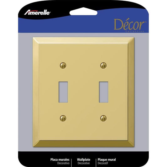 Amerelle Century Polished Brass 2 gang Stamped Steel Toggle Wall Plate 163TTBR 1 pk