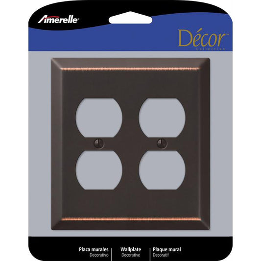 Amerelle Century Aged Bronze 2 gang Stamped Steel Duplex Wall Plate 163DDDB 1 pk