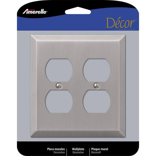 Amerelle Century Brushed Nickel 2 gang Stamped Steel Duplex Wall Plate 163DDBN 1 pk
