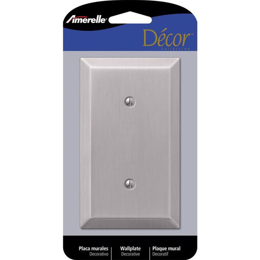 Amerelle Century Brushed Nickel 1 gang Stamped Steel Blank Wall Plate 163BBN 1 pk