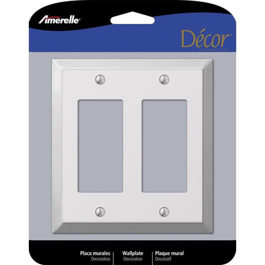 Amerelle Century Polished Chrome 2 gang Stamped Steel Decorator Wall Plate 161RR 1 pk