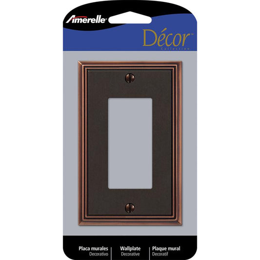 Amerelle Metro Aged Bronze 1 gang Die-Cast Metal Decorator Wall Plate 77RDB 1 pk