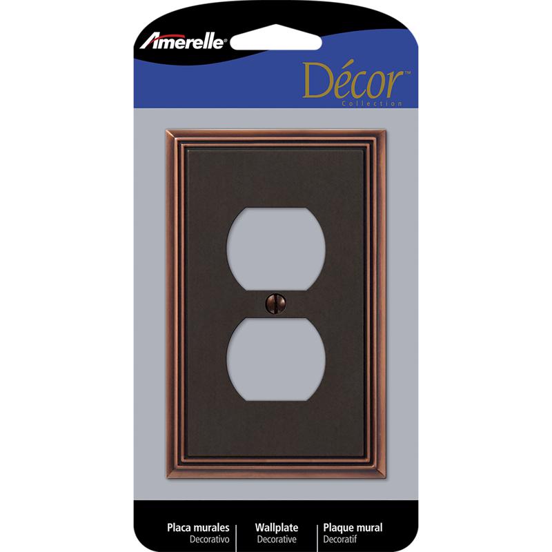 Amerelle Metro Aged Bronze 1 gang Die-Cast Metal Duplex Wall Plate 77DDB 1 pk