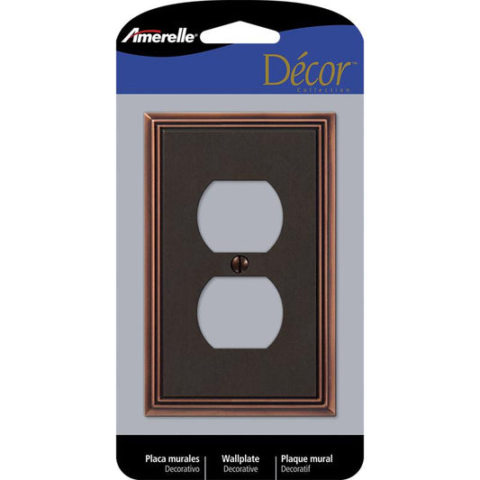 Amerelle Metro Aged Bronze 1 gang Die-Cast Metal Duplex Wall Plate 77DDB 1 pk
