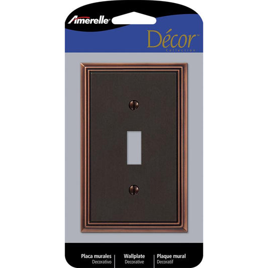 Amerelle Metro Aged Bronze 1 gang Die-Cast Metal Toggle Wall Plate 77TDB 1 pk