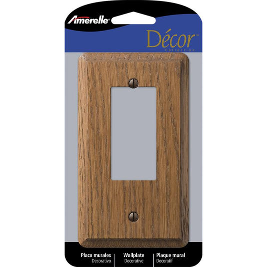Amerelle Contemporary Brown 1 gang Oak Wood Decorator Wall Plate 901R 1 pk
