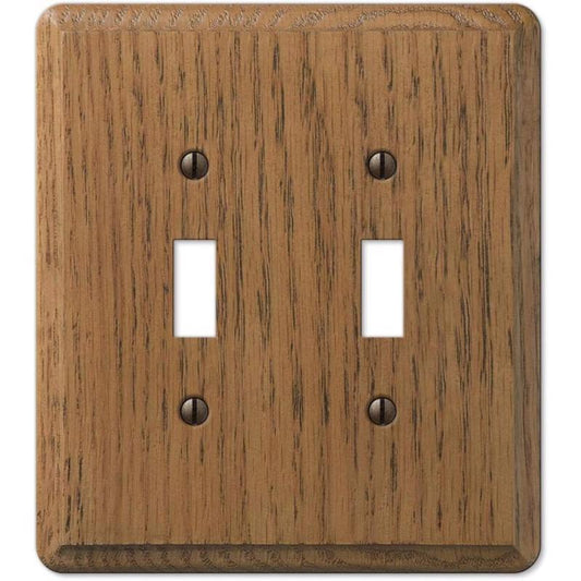 Amerelle Contemporary Medium Brown 2 gang Oak Wood Toggle Wall Plate 901TT 1 pk