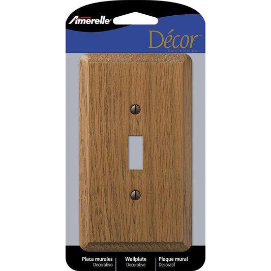 Amerelle Contemporary Medium Brown 1 gang Oak Wood Toggle Wall Plate 901T 1 pk