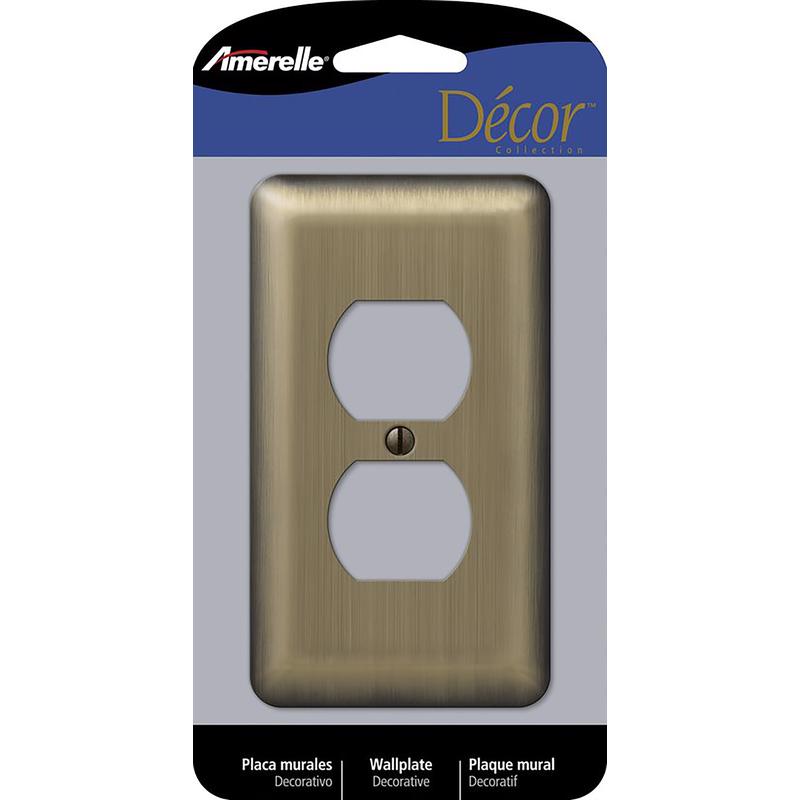 Amerelle Devon Brushed Brass 1 gang Stamped Steel Duplex Wall Plate 154D 1 pk