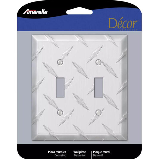 Amerelle Diamond Silver 2 gang Stamped Aluminum Toggle Wall Plate 955TT 1 pk