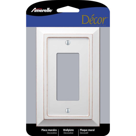 Amerelle Savannah White 1 gang Wood Decorator Wall Plate 4040RDW 1 pk