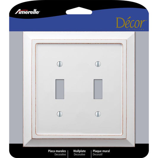 Amerelle Savannah White 2 gang Wood Toggle Wall Plate 4040TTDW 1 pk