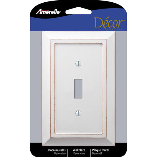 Amerelle Savannah White 1 gang Wood Toggle Wall Plate 4040TDW 1 pk