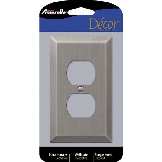Amerelle Century Antique Nickel 1 gang Stamped Steel Duplex Wall Plate 163DAN 1 pk