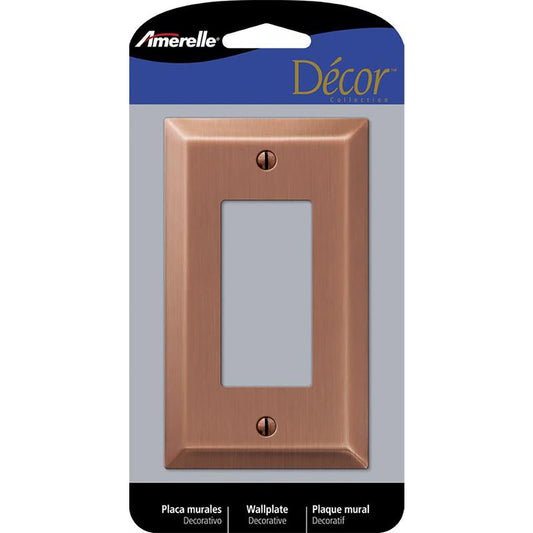 Amerelle Century Antique Copper 1 gang Stamped Steel Decorator Wall Plate 163RAC 1 pk
