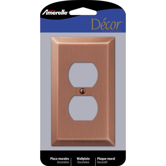 Amerelle Century Antique Copper 1 gang Stamped Steel Duplex Wall Plate 163DAC 1 pk