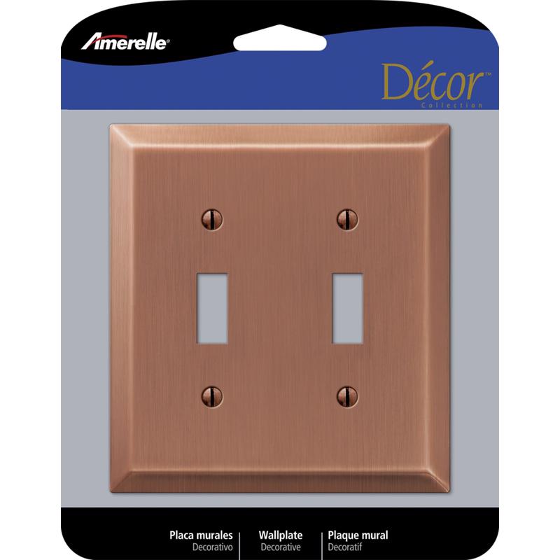 Amerelle Century Antique Copper 2 gang Stamped Steel Toggle Wall Plate 163TTAC 1 pk