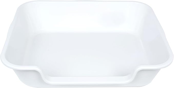 2 Pack of Extra Large Cat Litter Box (ABS Material), Low Entry Senior Litter Pen for Geriatric Kitty Big Cats, Jumbo Pet Safe Litter Boxes Tray for Indoor Pets Potty (White, 24" L x 20" W)
