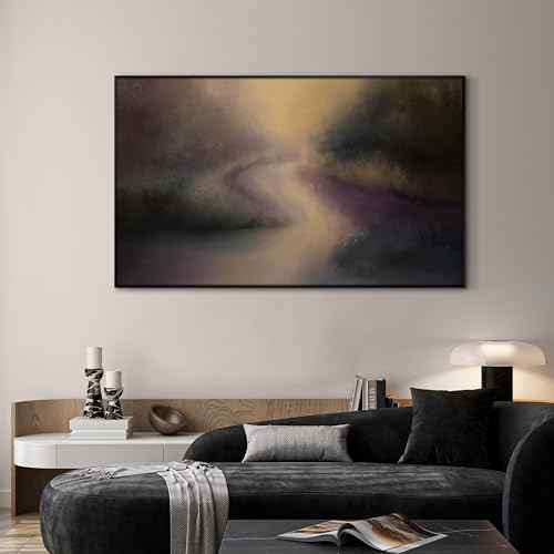 36"x60" Extra Large Framed Wall Art Golden Light River Path Dreamy Impressionist Landscape Illustration for Home Living Room Bedroom Decor