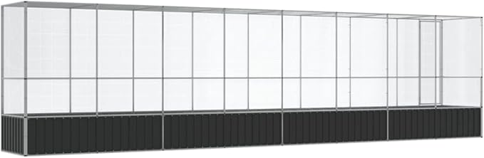Galvanized Steel Large Flight King Bird Cage with Extension, Steel Outdoor Aviary, Outdoor Indoor Large Bird Cage Aviary Pet House for Cockatiels African Parakeets, 328.5"x42.1"x83.5",-307