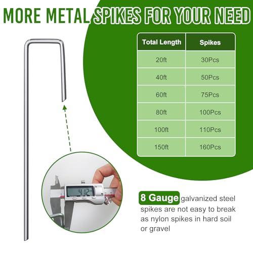 4 Inch Tall 60FT Landscape Edging with 75Pcs Metal Spikes