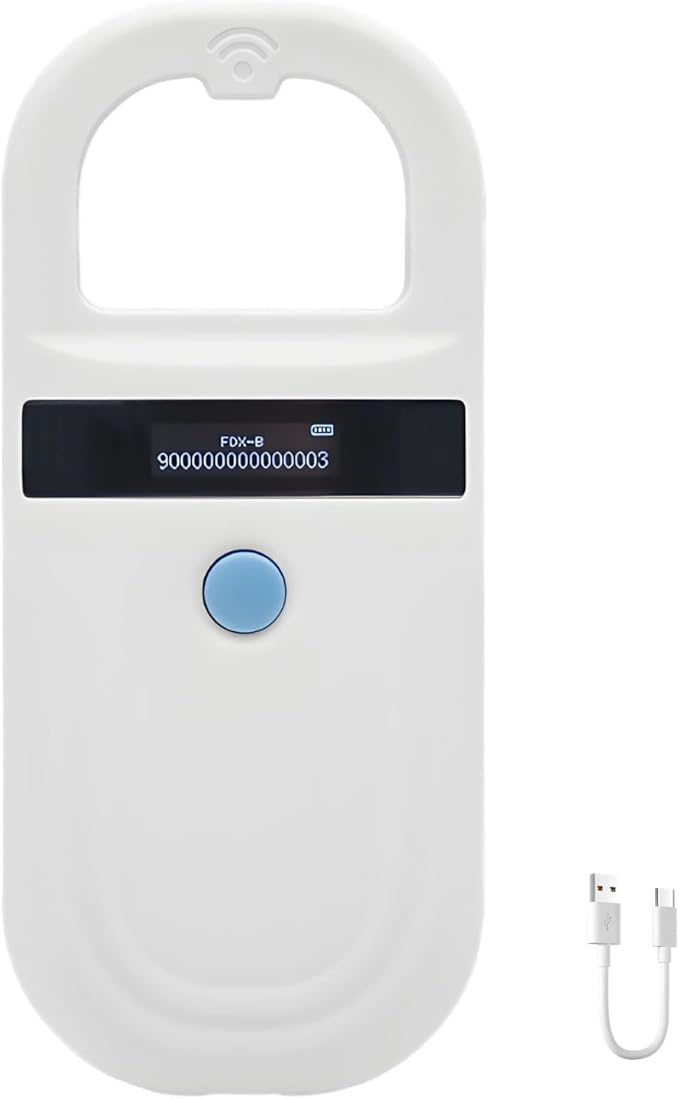 Pet Microchip Reader, Pet Microchip Scanner, 134.2Khz, Handheld Universal with OLED Display, Compatible with Emid Fdx-B (Iso11784/85), 0-5.9 in Reading Distance, for Pet Id Tracking