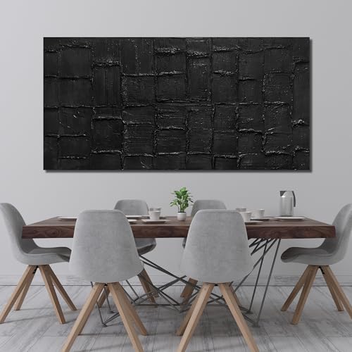 Large Abstract Painting Wall Decor for Living Room Black Canvas Wall Art for Dining Room 3D Wall Art for Office 40 x 80 Inch