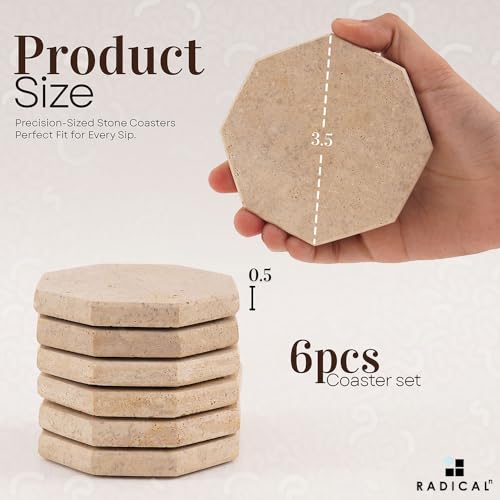 Star Marble Stone Coasters Set of 6 Travertine Drink Coaster