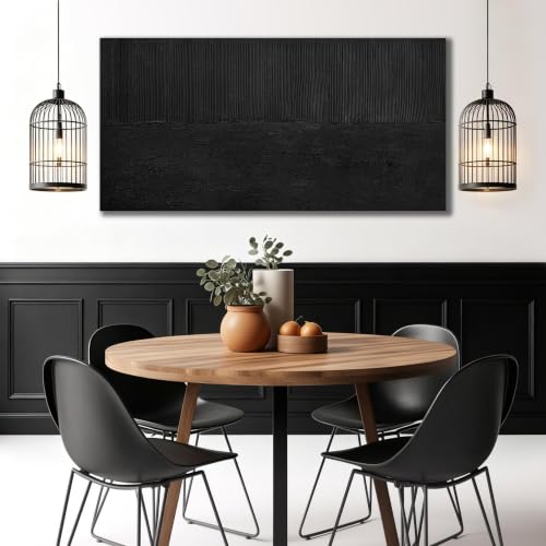 Black Abstract Wall Art for Bedroom 3D Wall Decor for Living Room Modern Painting Wall Decor for Office 24 x 47 Inch