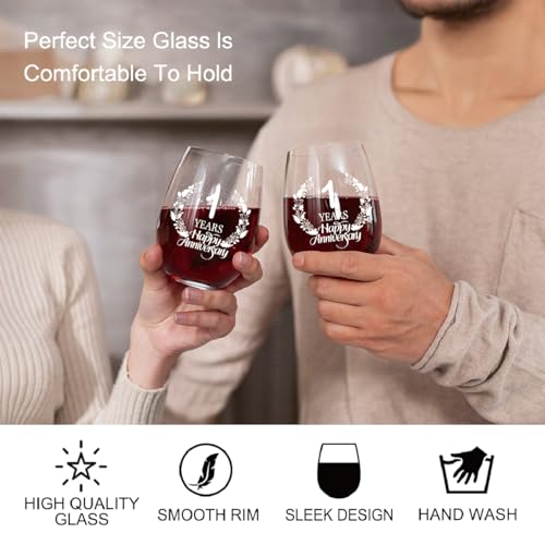 1 Years Happy Anniversary Wine Glass Set of 2 (2 Count)