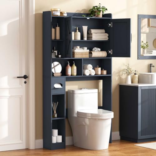 Over The Toilet Storage Cabinet with 2 Barn Doors