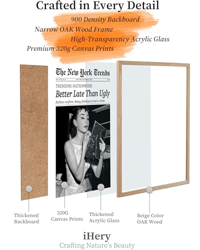 12x16in Hepburn Better Late Than Ugly Framed Bathroom Wall Art