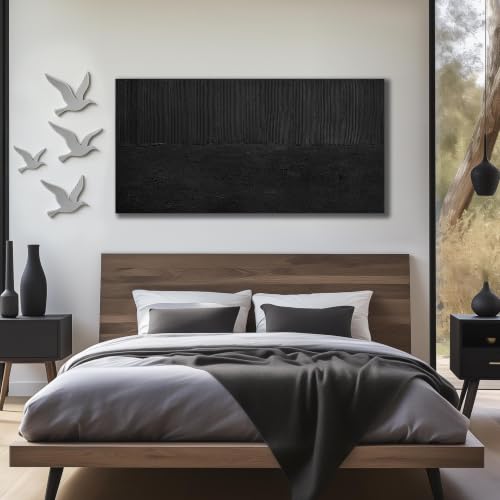 Black Abstract Wall Art for Bedroom 3D Wall Decor for Living Room Modern Painting Wall Decor for Office 24 x 47 Inch