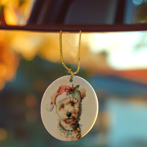 Santa Apricot Poodle Christmas Ceramic Ornament