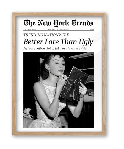 12x16in Hepburn Better Late Than Ugly Framed Bathroom Wall Art