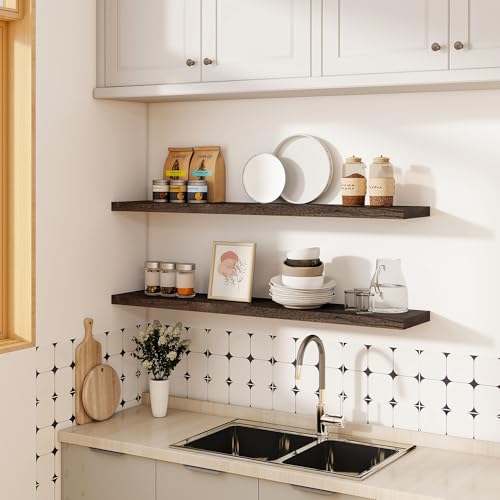 Elm Wood Floating Shelf 48x8” Set of 1