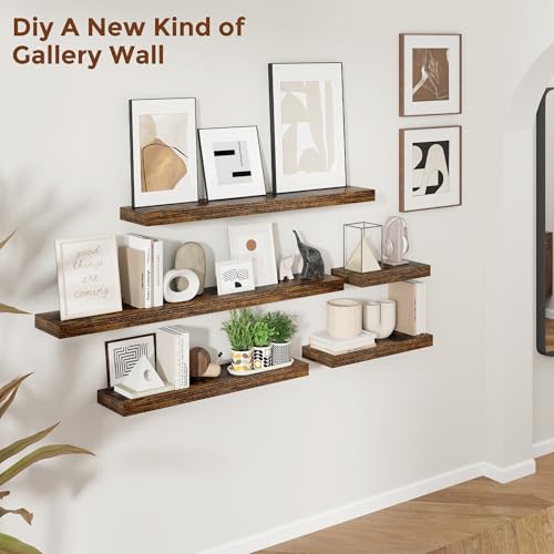 48 Inch Floating Shelves for Wall 8 Inch Deep Rustic Brown Shelves Set of 2 (2 Count)