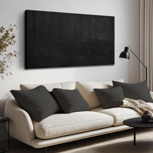 Black Abstract Wall Art for Bedroom 3D Wall Decor for Living Room Modern Painting Wall Decor for Office 24 x 47 Inch