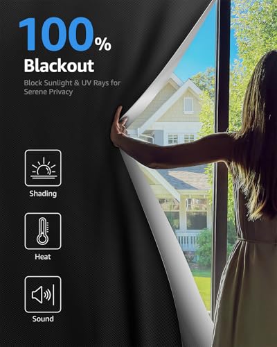 Blackout Curtains Portable 72”x96” No Drill Black Out Window Cover