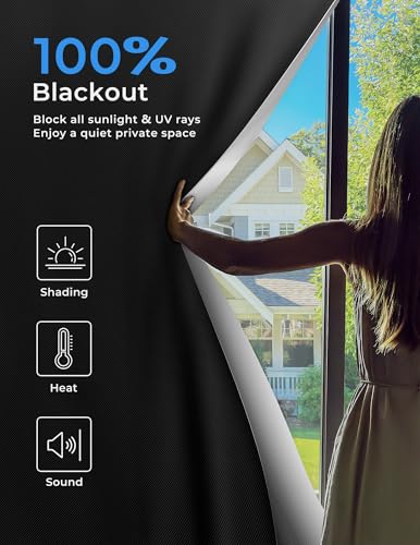 Blackout Curtains 35"x60" Portable No Drill Black Out Window Cover