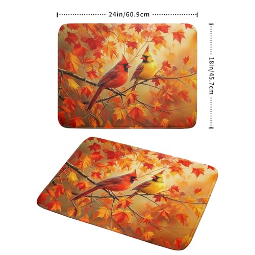 Fall Dish Drying Mat for Kitchen Counter Cardinal Maple Leaves Super Absorbent Reversible Microfiber Kitchen Countertop Protector Dishes Pad Large 18x24 inch