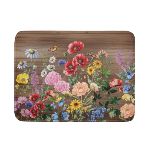 Spring Summer Dish Drying Mat for Kitchen Counter Farmhouse Floral Super Absorbent Reversible Microfiber Kitchen Countertop Protector Dishes Pad Large 18x24 inch