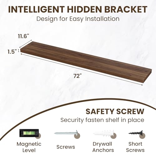 72 Inch Long Floating Shelves for Wall