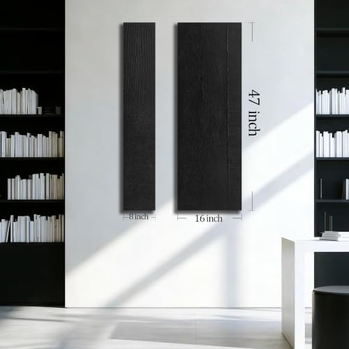 3D Painting Wall Art For Living Room 2 Piece Black Abstract Wall Art For Office 24 x 47 Inch