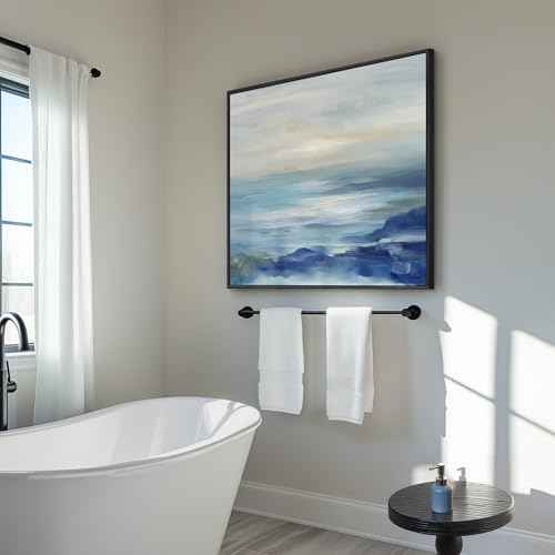 Large Framed Blue Abstract Wall Art Decor