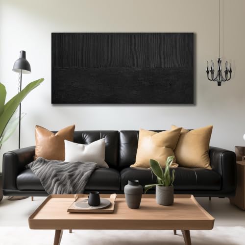 Black Abstract Wall Art for Bedroom 3D Wall Decor for Living Room Modern Painting Wall Decor for Office 24 x 47 Inch